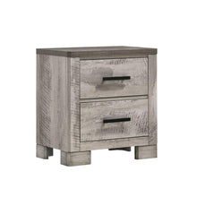 Gray 2-Drawer Wood Nightstand with Metal Handles