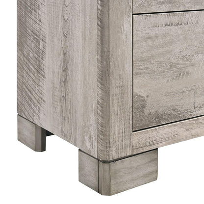 Gray 2-Drawer Wood Nightstand with Metal Handles