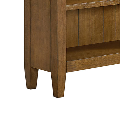 Beth Open Bookcase in Brown Oak