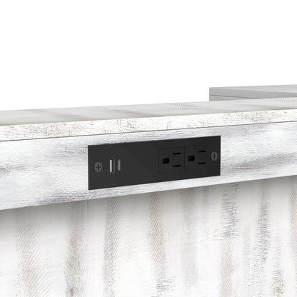 Rogen Rustic Bar Table with Ice Tray, USB and Power in Rustic White