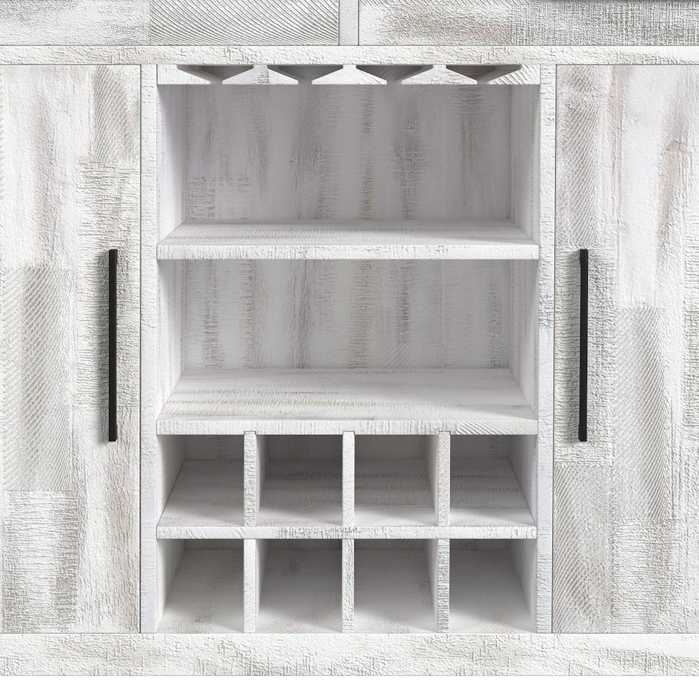 Rogen Rustic Bar Table with Ice Tray, USB and Power in Rustic White