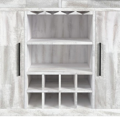 Rogen Rustic Bar Table with Ice Tray, USB and Power in Rustic White
