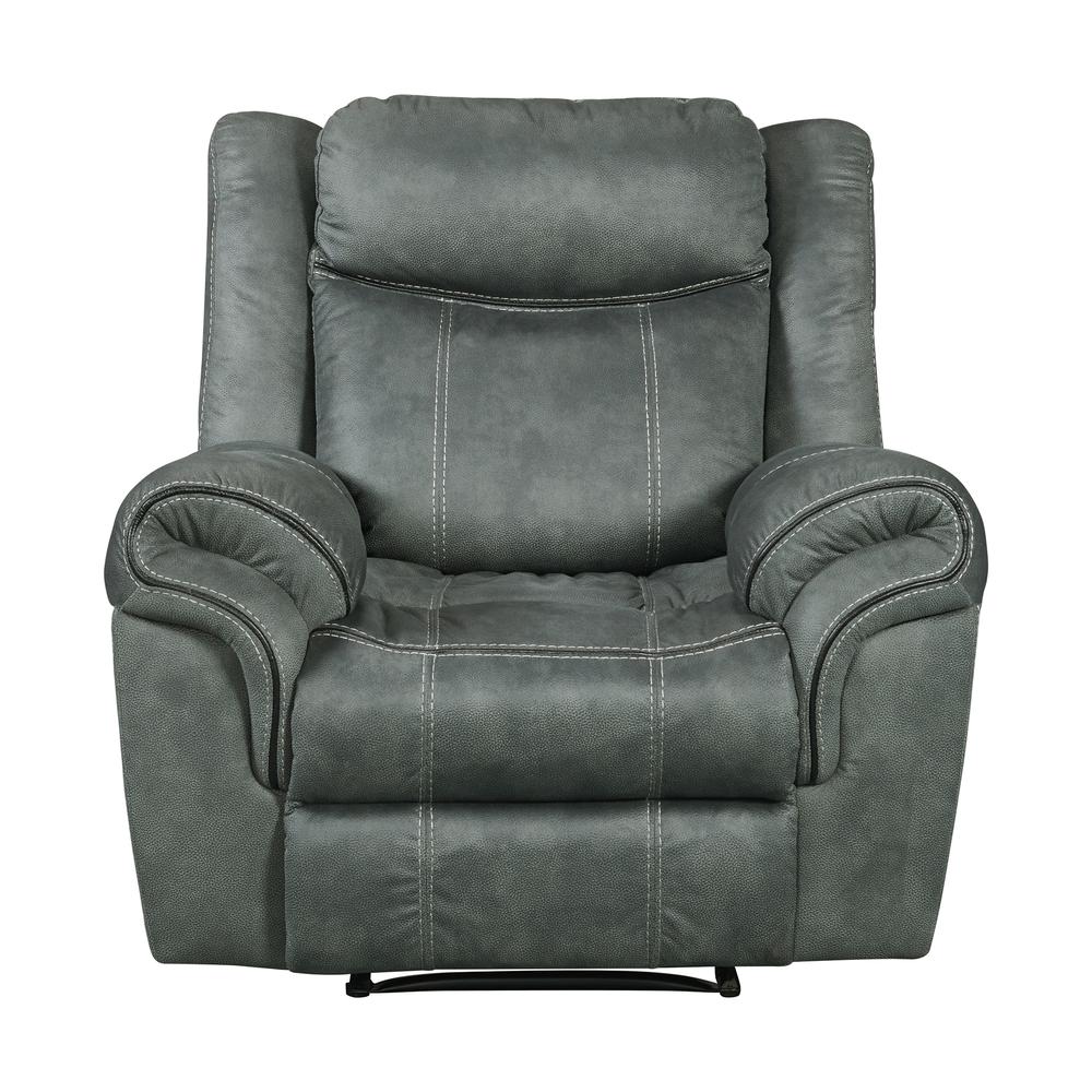 Tasso 3PC Living Room Set in FB367 Charcoal-Sofa, Loveseat & Recliner