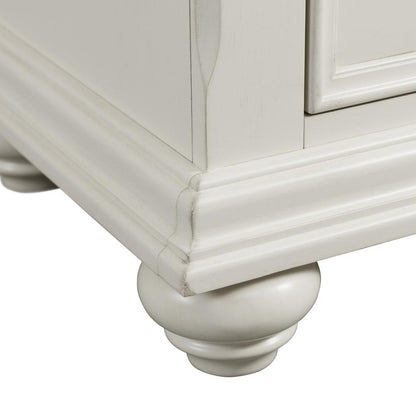 White 3-Drawer Nightstand with USB Ports