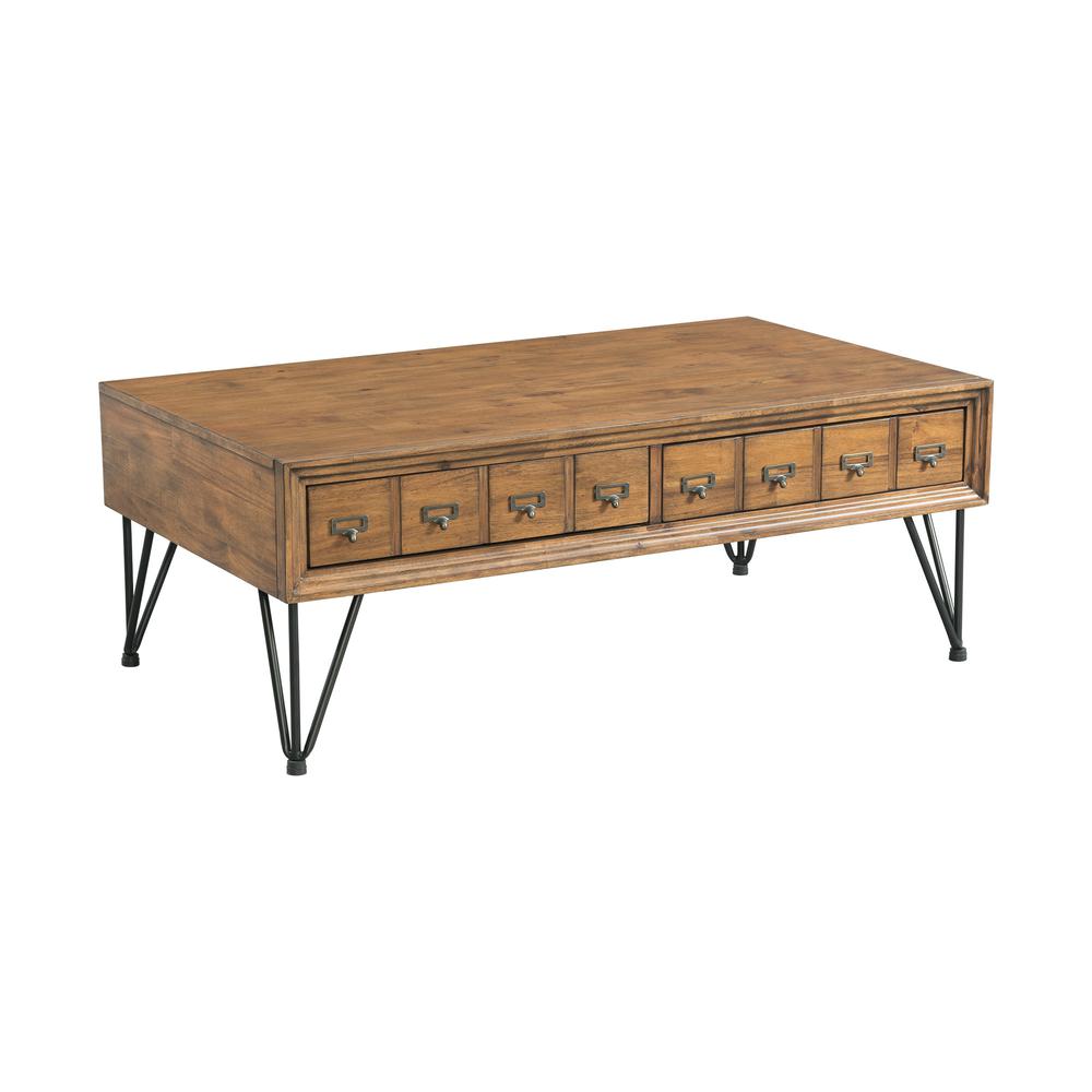 Brown Acacia Wood Coffee Table with Storage