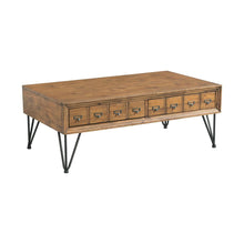 Brown Acacia Wood Coffee Table with Storage