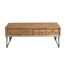 Brown Acacia Wood Coffee Table with Storage