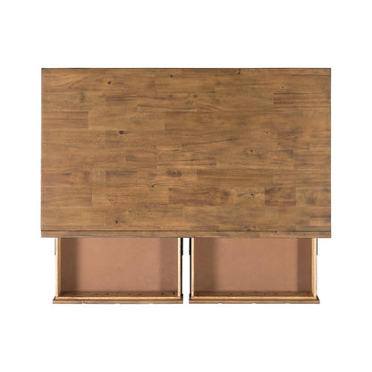 Brown Acacia Wood Coffee Table with Storage