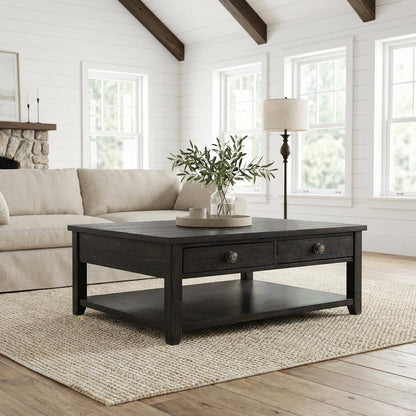 Square Coffee Table Dark Grey Traditional Design with Durable Construction