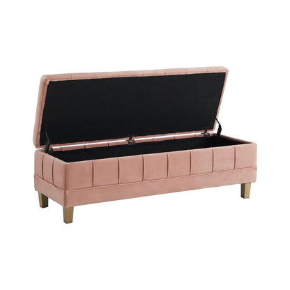 Pink Tufted Ottoman with Storage Bench for Bedrooms and Entryways