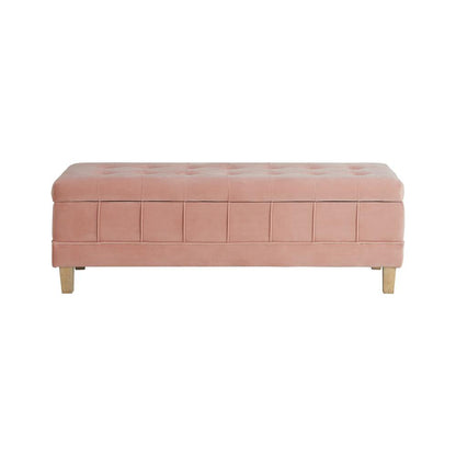 Pink Tufted Ottoman with Storage Bench for Bedrooms and Entryways