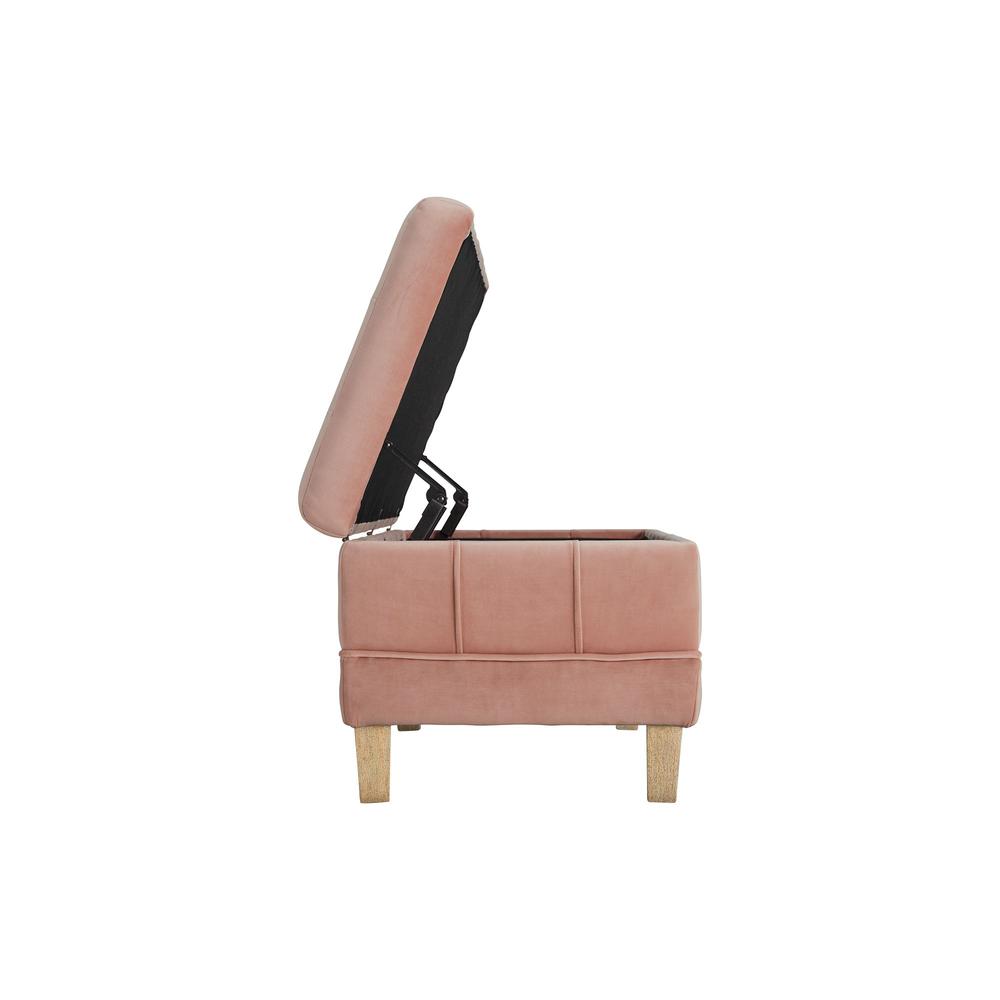 Pink Tufted Ottoman with Storage Bench for Bedrooms and Entryways