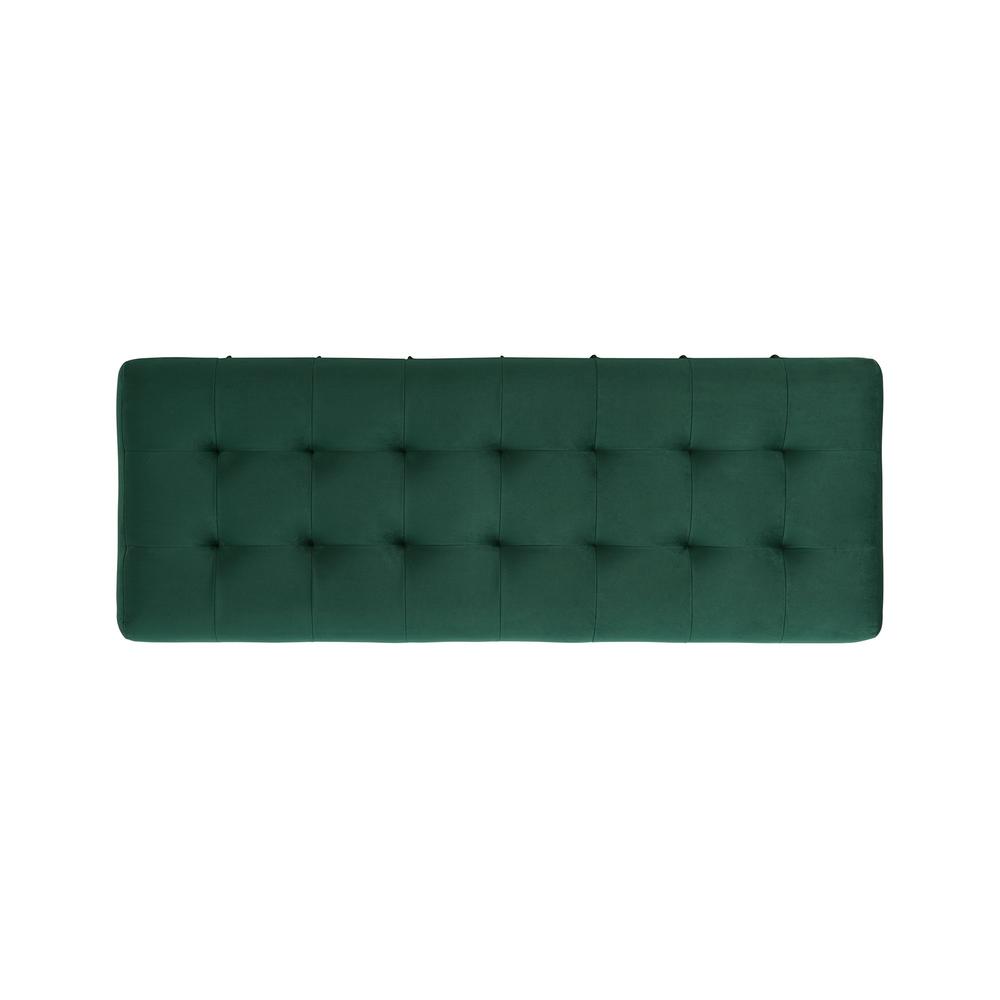 Green Tufted Storage Ottoman Bench with Rubberwood Frame for Entryway