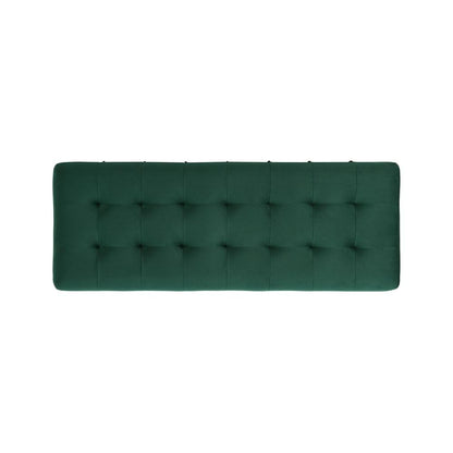 Green Tufted Storage Ottoman Bench with Rubberwood Frame for Entryway