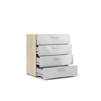 White Wooden Dresser - 4 Drawer Bedroom Furniture for Storage and Organization