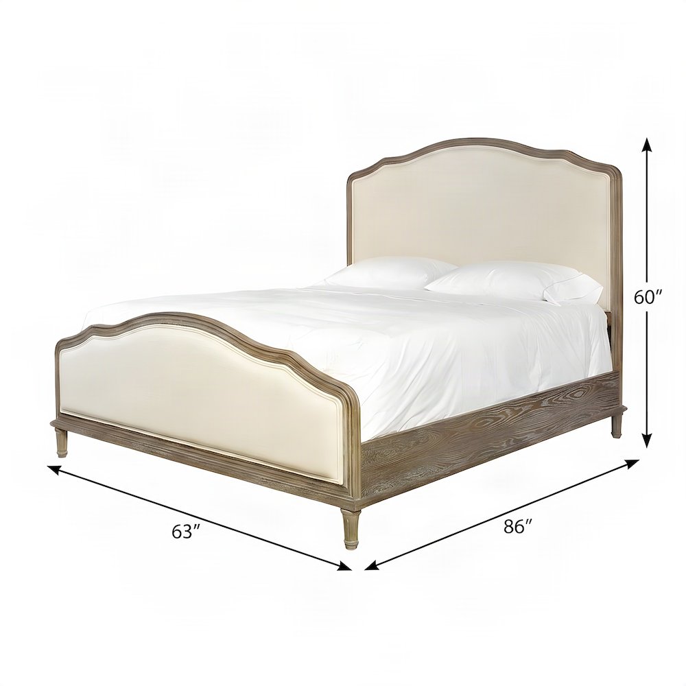 Viscose-Upholstered Queen Platform Bed, Headboard and Footboard, Studio