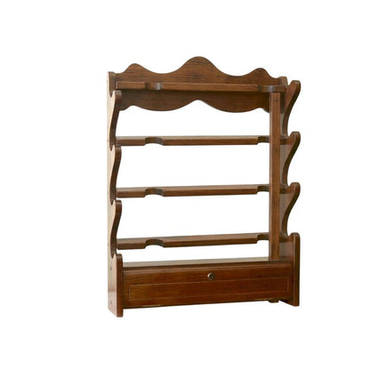 Wood Gun Wall Rack with Locking Storage Compartment for Security