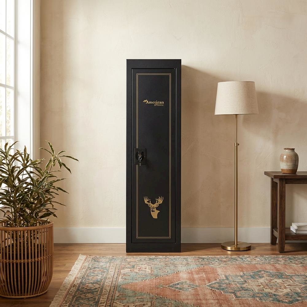 Metal security cabinet in black with durable build and enhanced safety features