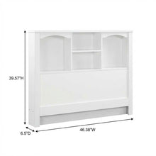 White Twin Bookcase Headboard with Storage Shelves for Bedroom Organization