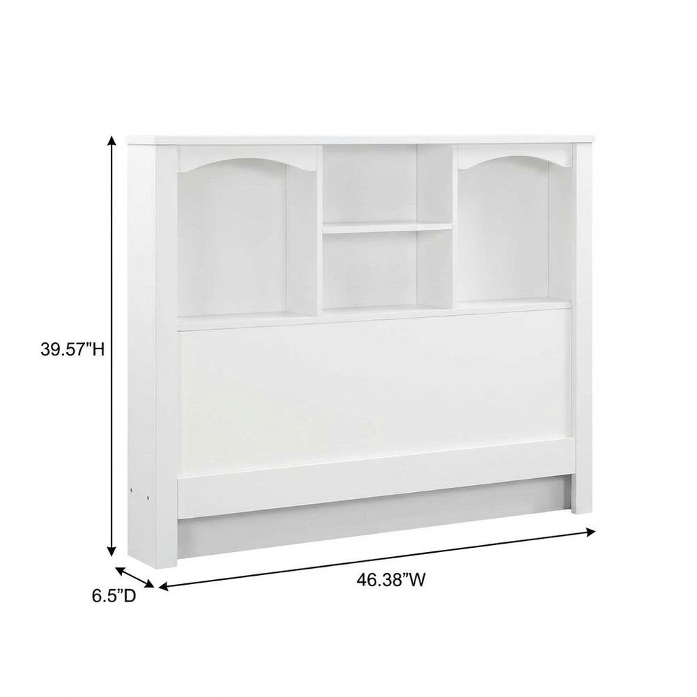 White Twin Bookcase Headboard with Storage Shelves for Bedroom Organization