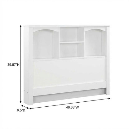 White Twin Bookcase Headboard with Storage Shelves for Bedroom Organization
