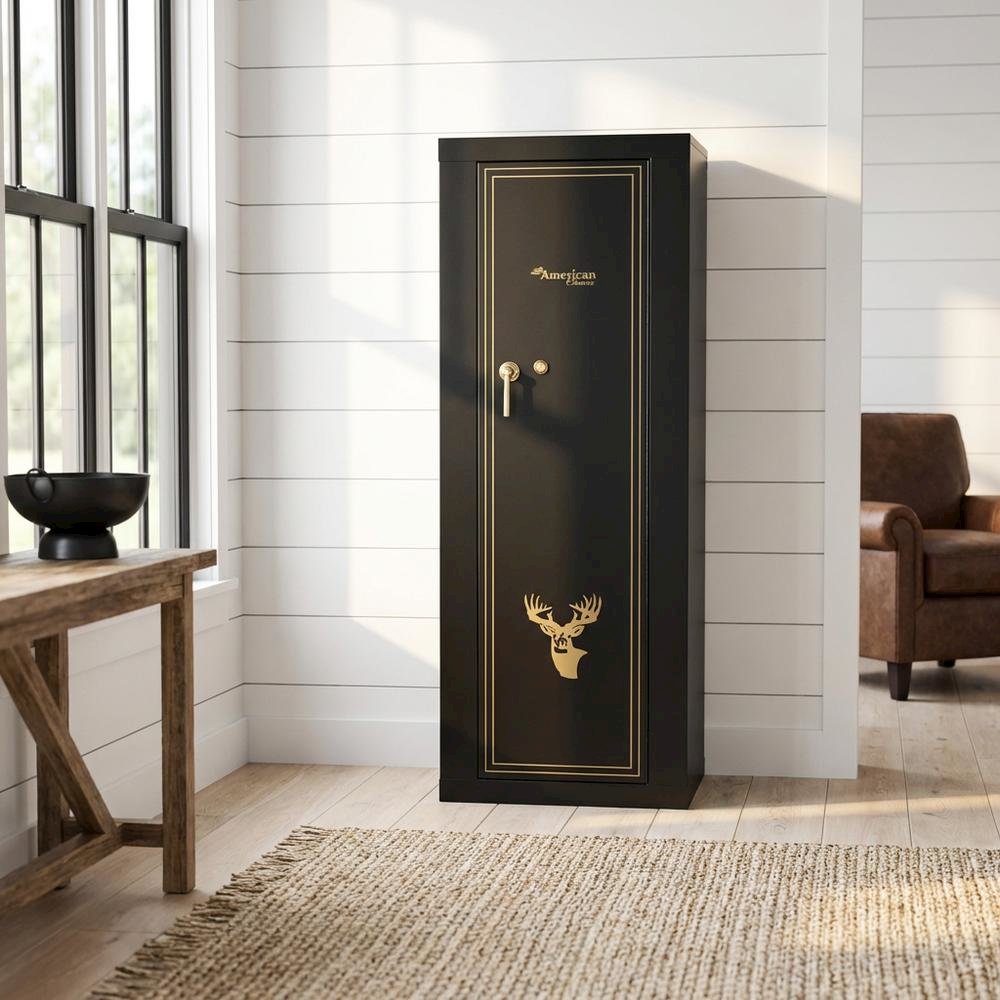 Black Gun Metal Storage Cabinet With Steel And Wood Construction