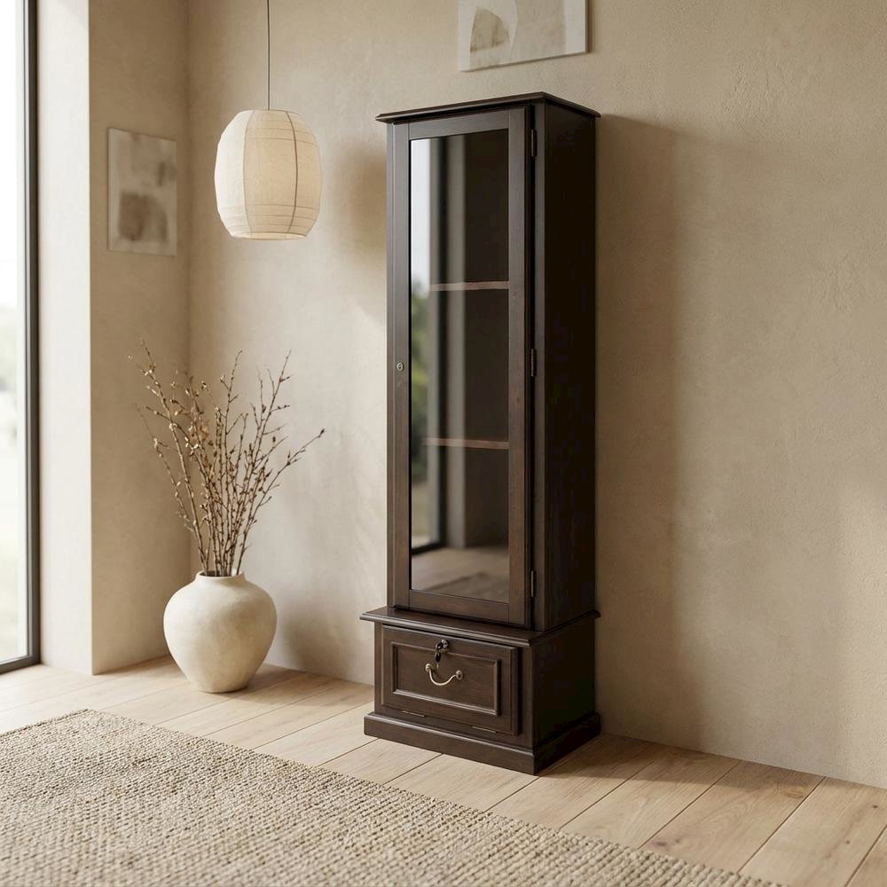 Brown Solid Wood 8-Gun Locking Storage Cabinet with Narrow Profile