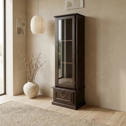 Brown Solid Wood 8-Gun Locking Storage Cabinet with Narrow Profile