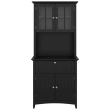 MDF Kitchen Buffet Hutch Cabinet with Framed Glass Doors and Drawer with Storage