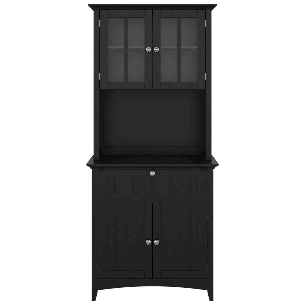MDF Kitchen Buffet Hutch Cabinet with Framed Glass Doors and Drawer with Storage