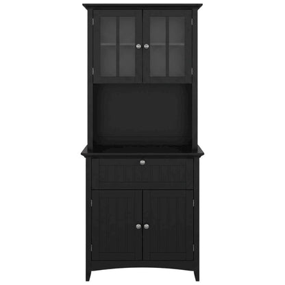 MDF Kitchen Buffet Hutch Cabinet with Framed Glass Doors and Drawer with Storage