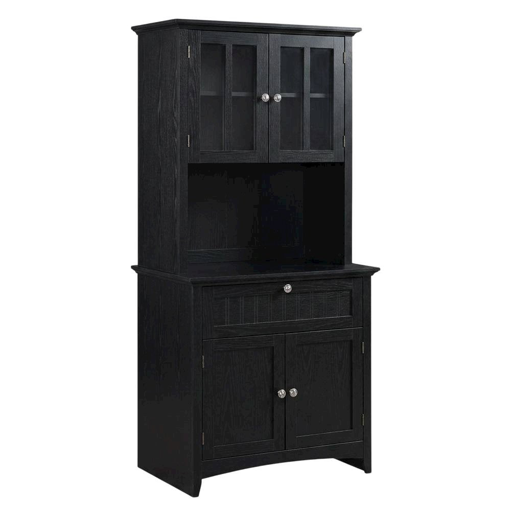 MDF Kitchen Buffet Hutch Cabinet with Framed Glass Doors and Drawer with Storage