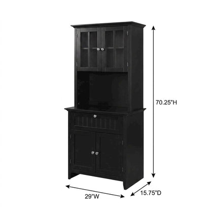 MDF Kitchen Buffet Hutch Cabinet with Framed Glass Doors and Drawer with Storage