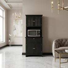 MDF Kitchen Buffet Hutch Cabinet with Framed Glass Doors and Drawer with Storage