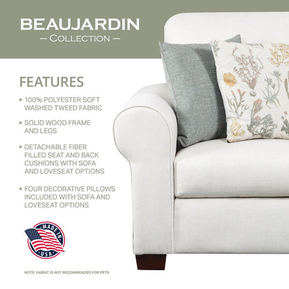 Living Room Beaujardin Sofa Sleeper with Four Throw Pillows