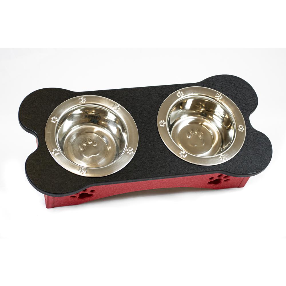 High Double Water and Food Bowl Made of High Density Poly Resin for Smaller Dogs