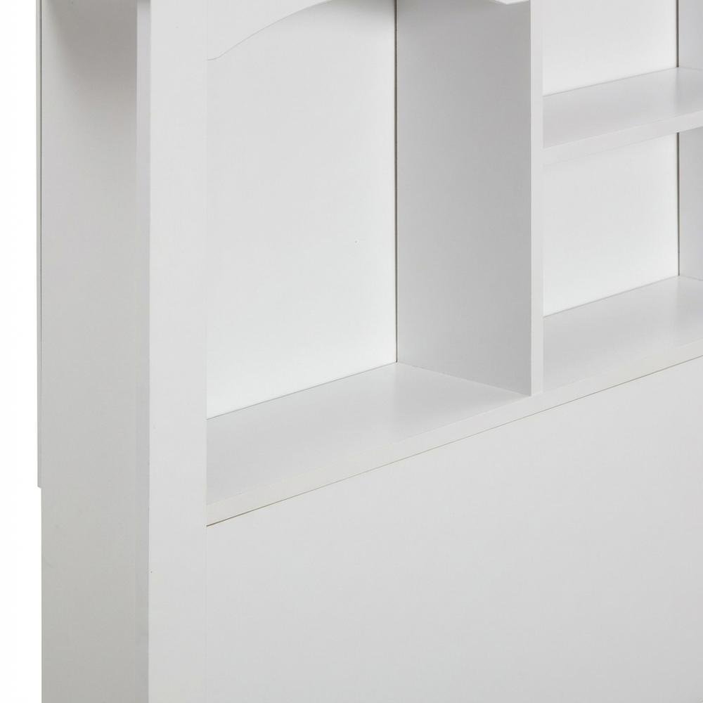 White Twin Bookcase Headboard with Storage Shelves for Bedroom Organization