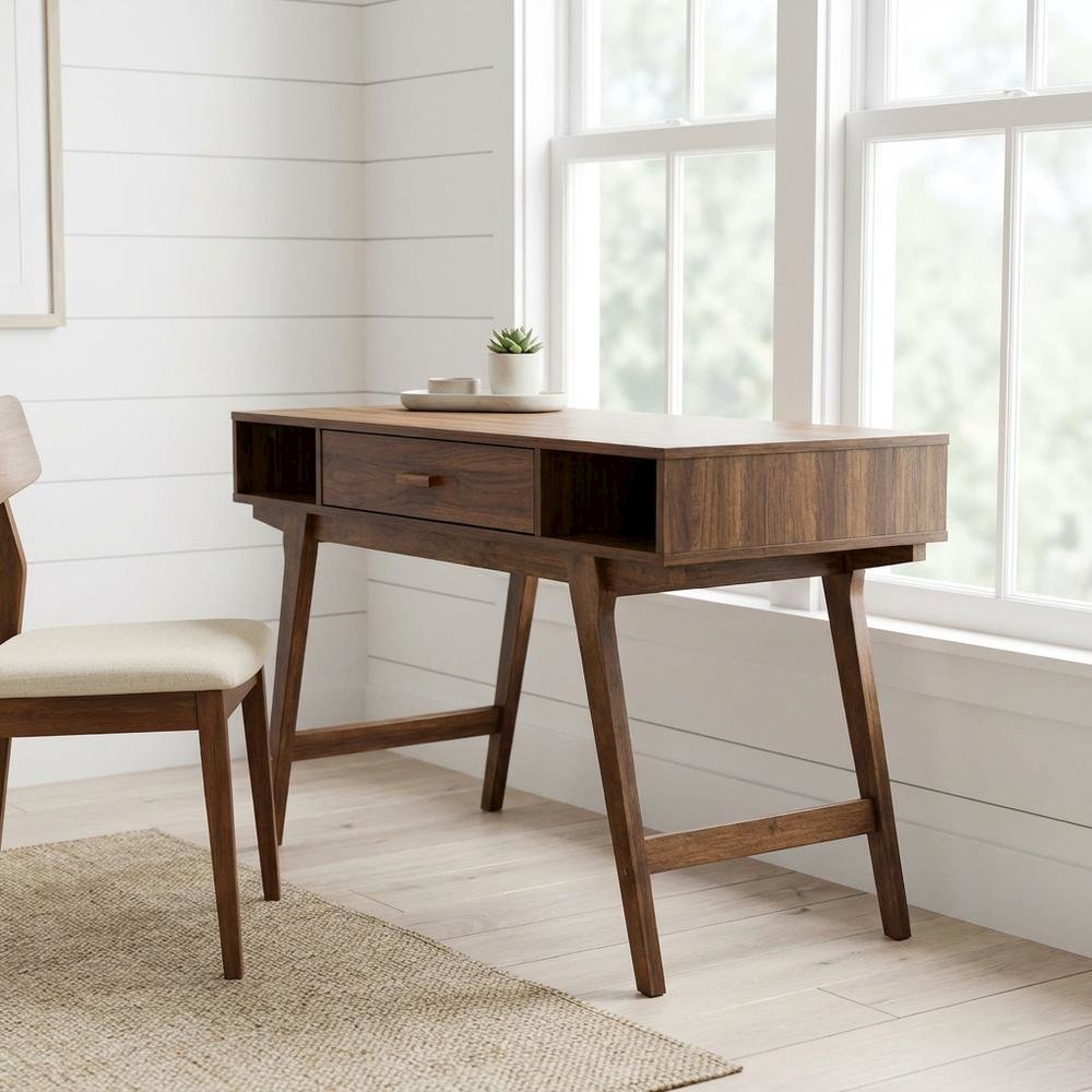 Mid Century Style Office Desk With One Drawer And Sturdy Legs