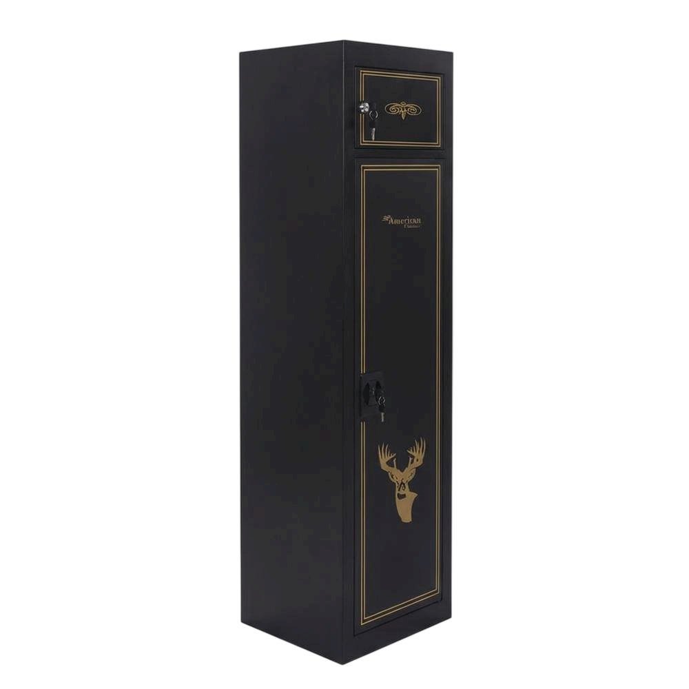 Black Metal Security Cabinet With Pistol And Ammo Compartments, Durable Storage