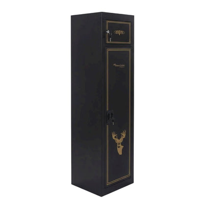 Black Metal Security Cabinet With Pistol And Ammo Compartments, Durable Storage