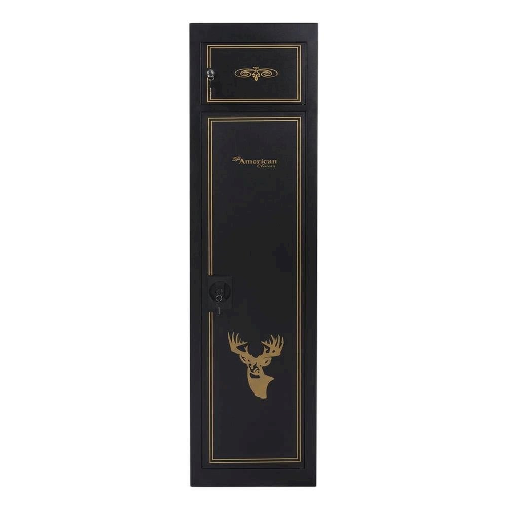 Black Metal Security Cabinet With Pistol And Ammo Compartments, Durable Storage