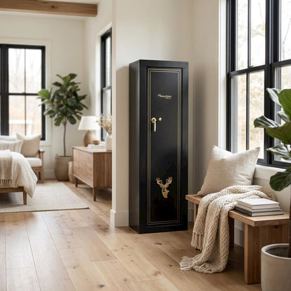 Black Gun Metal Storage Cabinet With Steel And Wood Construction