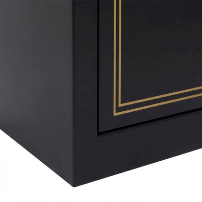 Black Metal Security Cabinet With Pistol And Ammo Compartments, Durable Storage