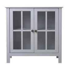 Dark Gray Glass Door Accent Cabinet with Fiberboard Construction
