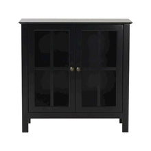Black Glass Door Accent Cabinet with Display Storage and Fiberboard Construction
