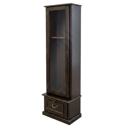 Brown Solid Wood 8-Gun Locking Storage Cabinet with Narrow Profile