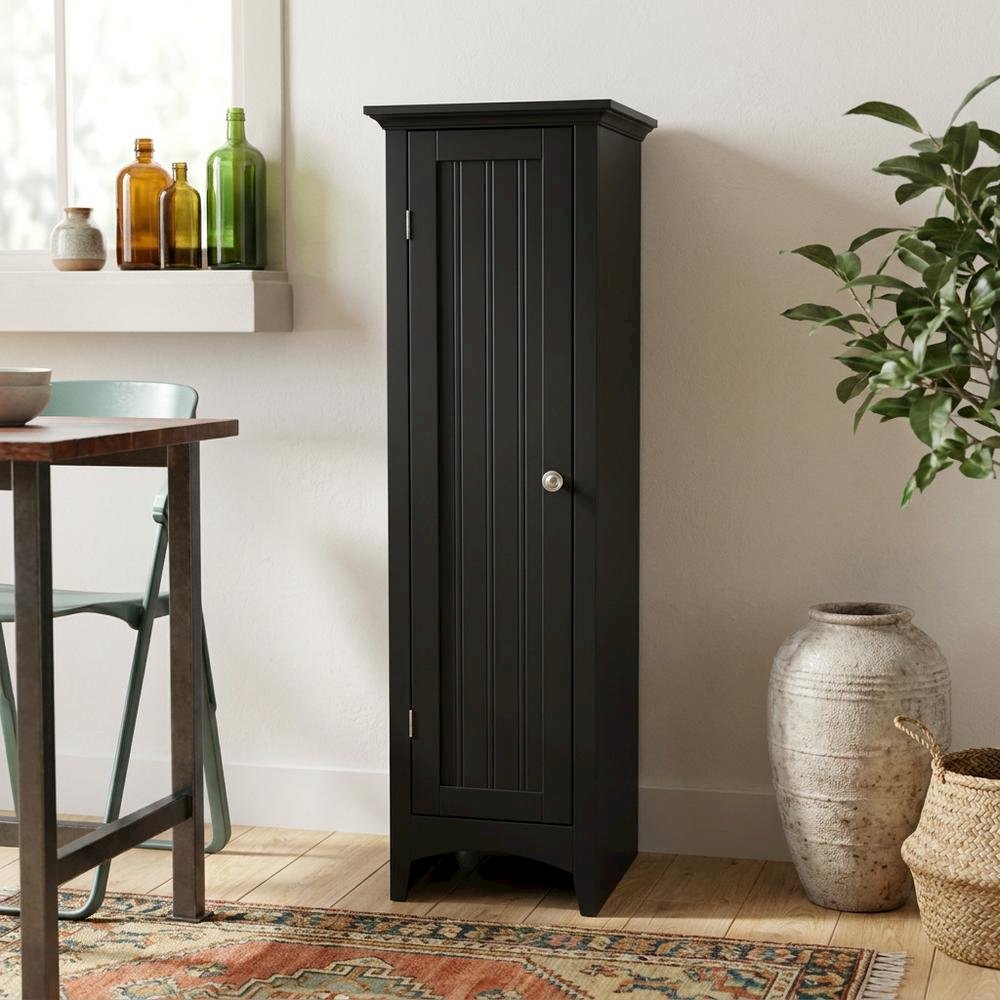 MDF Kitchen Pantry Storage Cabinet with Single Door and Adjustable Shelves