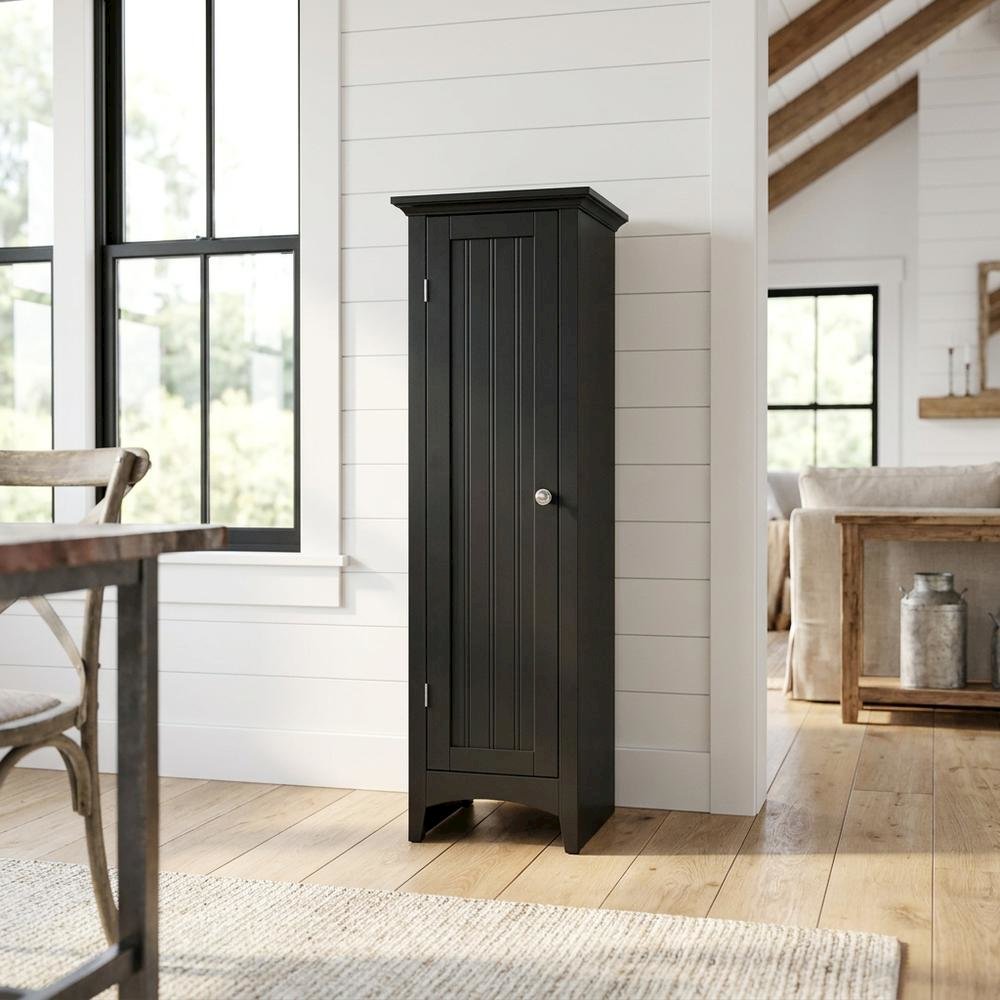 MDF Kitchen Pantry Storage Cabinet with Single Door and Adjustable Shelves