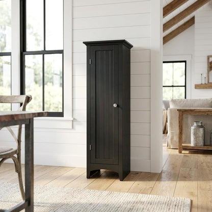 MDF Kitchen Pantry Storage Cabinet with Single Door and Adjustable Shelves