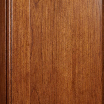 Wood Gun Cabinet with Lockable Tempered Glass Door and Drop-Down Storage